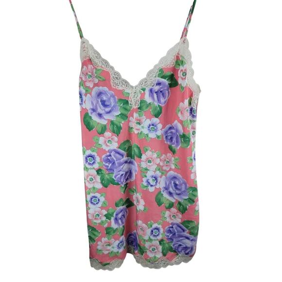 Vtg Victorias Secret Gold Label Slip Dress 90s Y2K Floral Lace Babydoll Medium - Picture 3 of 16